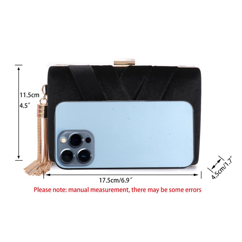 CARIEDO Velvet Evening Clutch Purse for Women â€“ Bridal Wedding Guest Bag, Elegant Gift for Bride Family, Black Tie Events & Formal Occasions - Image 4